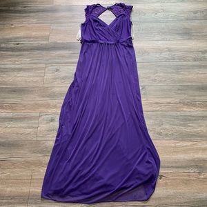 David’s Bridal Purple Full Length Dress Size 12 Lace Cut Out